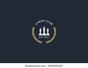 Vintage classic badge emblem chess club, chess tournament logo vector icon on white background