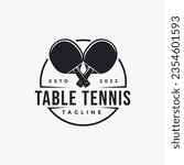 Vintage classic badge emblem table tennis logo, pingpong, table tennis club vector on dark background