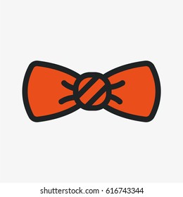 Vintage Classic Bow Tie Color Flat Line Stroke Icon Pictogram Symbol Illustration