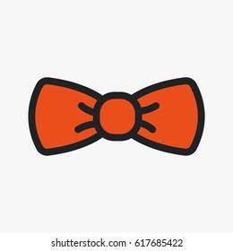 Vintage Classic Bow Tie Color Flat Line Stroke Icon Pictogram Symbol Illustration