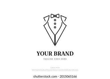 Vintage Classic Bow Tie Tuxedo Suit Gentleman Moda Ropa sastre Logo Vector de diseño