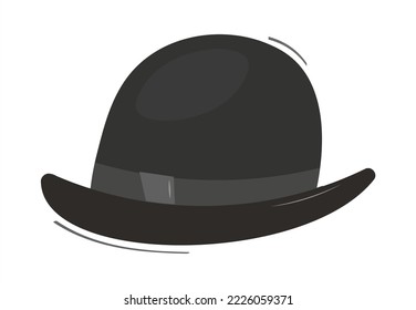 Vintage classic bowler hat. Stylish headwear for a gentleman or detective. Retro accessory. Men's, women's fashion. Isolated white background. Vector illustration in flat style.