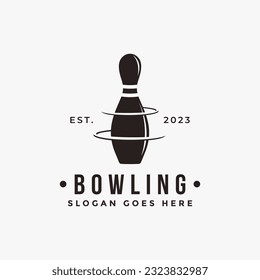 Vintage classic Bowling logo, Bowling club tournament logo vector icon on white background 