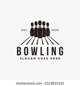 Logo clásico vintage de Bowling, icono vectorial del torneo Bowling Club sobre fondo blanco 