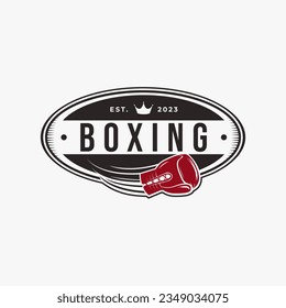 Vintage Classic Boxing Logo badge emblem design, Fighting club, combat club vector on white background