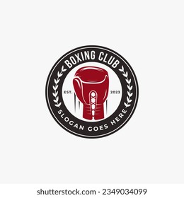 Vintage Classic Boxing Logo badge emblem design, Fighting club, combat club vector on white background