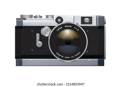 vintage classic camera vector realistic design isolated on white background.