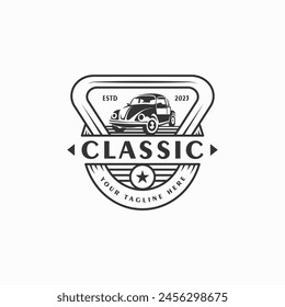  Vintage classic car badge logo design illustration