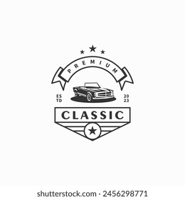 Vintage classic car badge logo design illustration 2