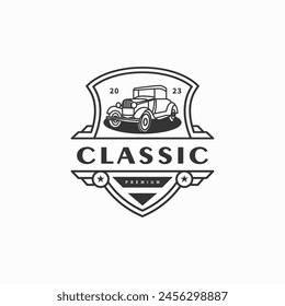 Vintage classic car badge logo design illustration 3 