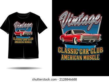 Vintage clásico club de coches americano ilustración de músculo americano diseño de camisetas