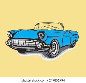 Vintage Classic car drawing vector