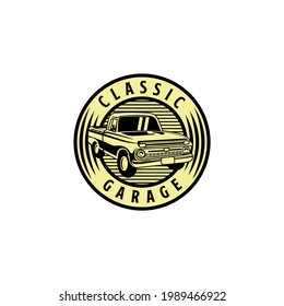Vintage Classic Car Garage Services Badge Logo Design