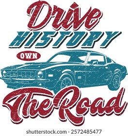 Vintage Classic Car Graphic T-Shirt Design with Retro Style and Detailed Car Illustration