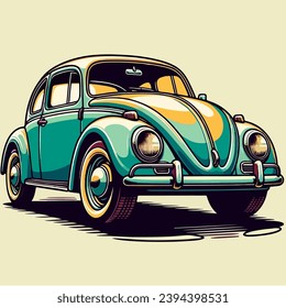 Vintage classic car illustration art