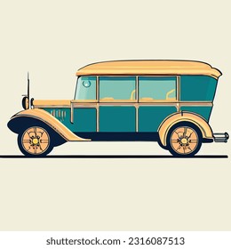 Vintage classic car illustration with Budapest style and a brown background