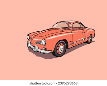 Vintage Classic Car-Illustration auf rosafarbenem Hintergrund 