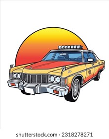 Vintage Classic Car Illustration, Classic Car illustration on white background 