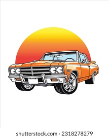 Vintage Classic Car Illustration, Classic Car illustration on white background 