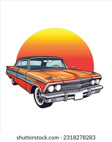 Vintage Classic Car Illustration, Classic Car-Illustration auf weißem Hintergrund 