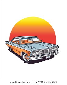 Vintage Classic Car Illustration, Classic Car illustration on white background 