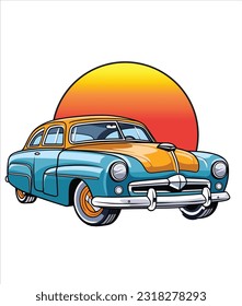 Vintage Classic Car Illustration, Classic Car illustration on white background 