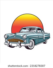 Vintage Classic Car Illustration, Classic Car illustration on white background 