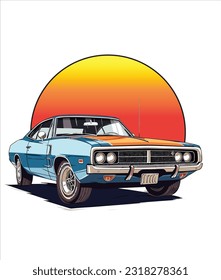 Vintage Classic Car Illustration, Classic Car illustration on white background 