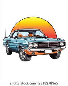 Vintage Classic Car Illustration, Classic Car illustration on white background 