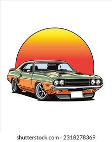 Vintage Classic Car Illustration, Classic Car-Illustration auf weißem Hintergrund 