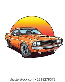 Vintage Classic Car Illustration, Classic Car illustration on white background 