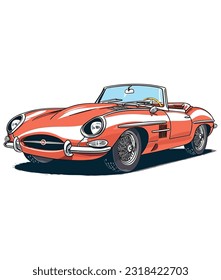 Vintage Classic Car Illustration, Classic Car illustration on white background 