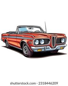 Vintage Classic Car Illustration, Classic Car illustration on white background 