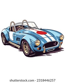 Vintage Classic Car Illustration, Classic Car illustration on white background 