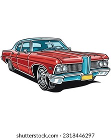 Vintage Classic Car Illustration, Classic Car illustration on white background 