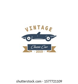 Vintage classic car logo design template. Simple and retro car logo, service