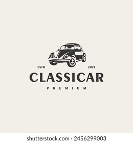 Vintage classic car logo design illustration