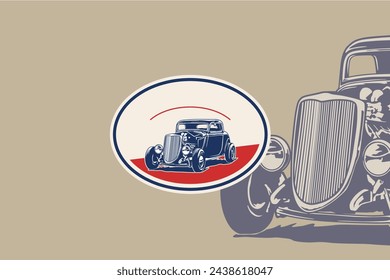 A vintage classic car logo, exudes the charm and elegance of old, creating nostalgia and beauty in a timeless design.