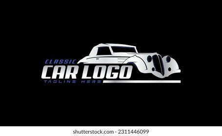 vintage classic car logo with vector outline