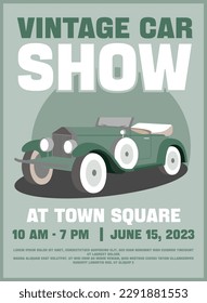 Vintage classic car show poster template. Vector illustration svg
