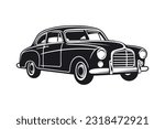vintage classic car silhouette. retro car drawing. Vector illustration
