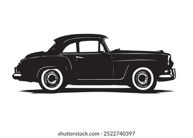 Vintage classic car silhouette. Classic car vector design. Vintage Retro Car. Classic car Vector silhouettes isolated on white.	