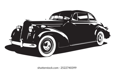 Vintage classic car silhouette. Classic car vector design. Vintage Retro Car. Classic car Vector silhouettes isolated on white.	