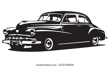 Vintage classic car silhouette. Classic car vector design. Vintage Retro Car. Classic car Vector silhouettes isolated on white.	