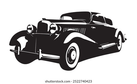 Vintage classic car silhouette. Classic car vector design. Vintage Retro Car. Classic car Vector silhouettes isolated on white.	