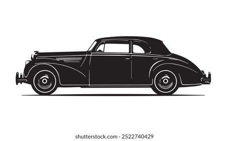 Vintage classic car silhouette. Classic car vector design. Vintage Retro Car. Classic car Vector silhouettes isolated on white.	