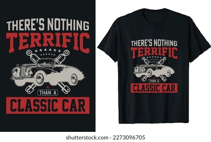Vintage Classic car T-shirt design Vector Graphic illustration.