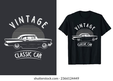 vintage classic car t-shirt design. retro t shirt vector graphic. old custom tshirt.