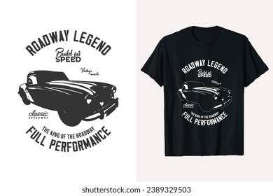 Vintage Classic Car T-shirt Design. American Old vector t-shirt template. car t shirt design graphic. pritns black and white tshirt.