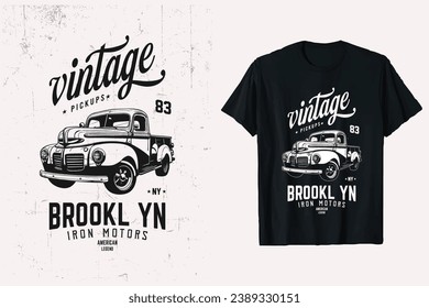 Vintage Classic Car T-shirt Design. American Old vector t-shirt template. car t shirt design graphic. pritns black and white tshirt.